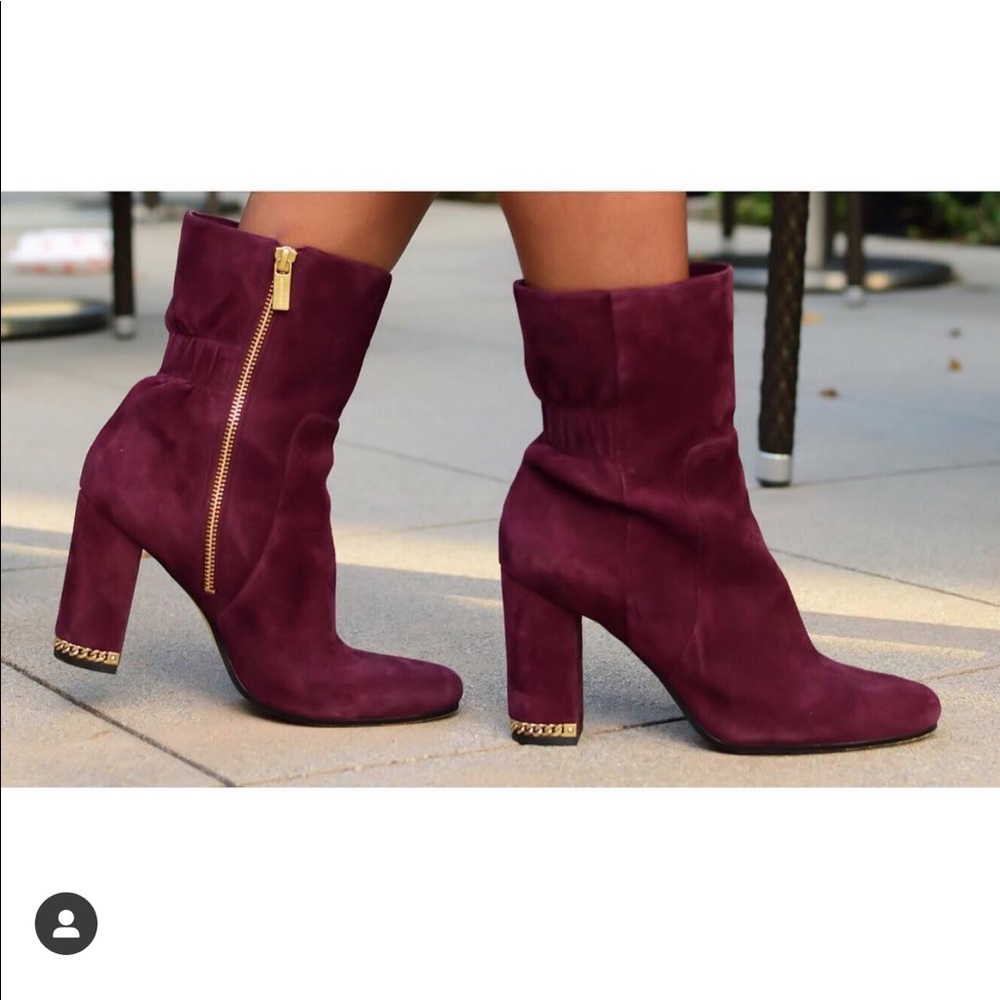 Michael Kors Suede Plum Heel Ankle Booties Boots